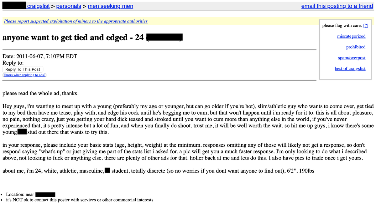 NSFW: 18+ Throwback edging ad AD006: 24yo college edger ties you to the bed, teases and edges your cock slow ‘til you’re begging—no release ‘til I’m ready! Would you get tied to his bed? How long can you edge before begging? #Edging #Handjob #GayHandjob #GayEdging #CumControl