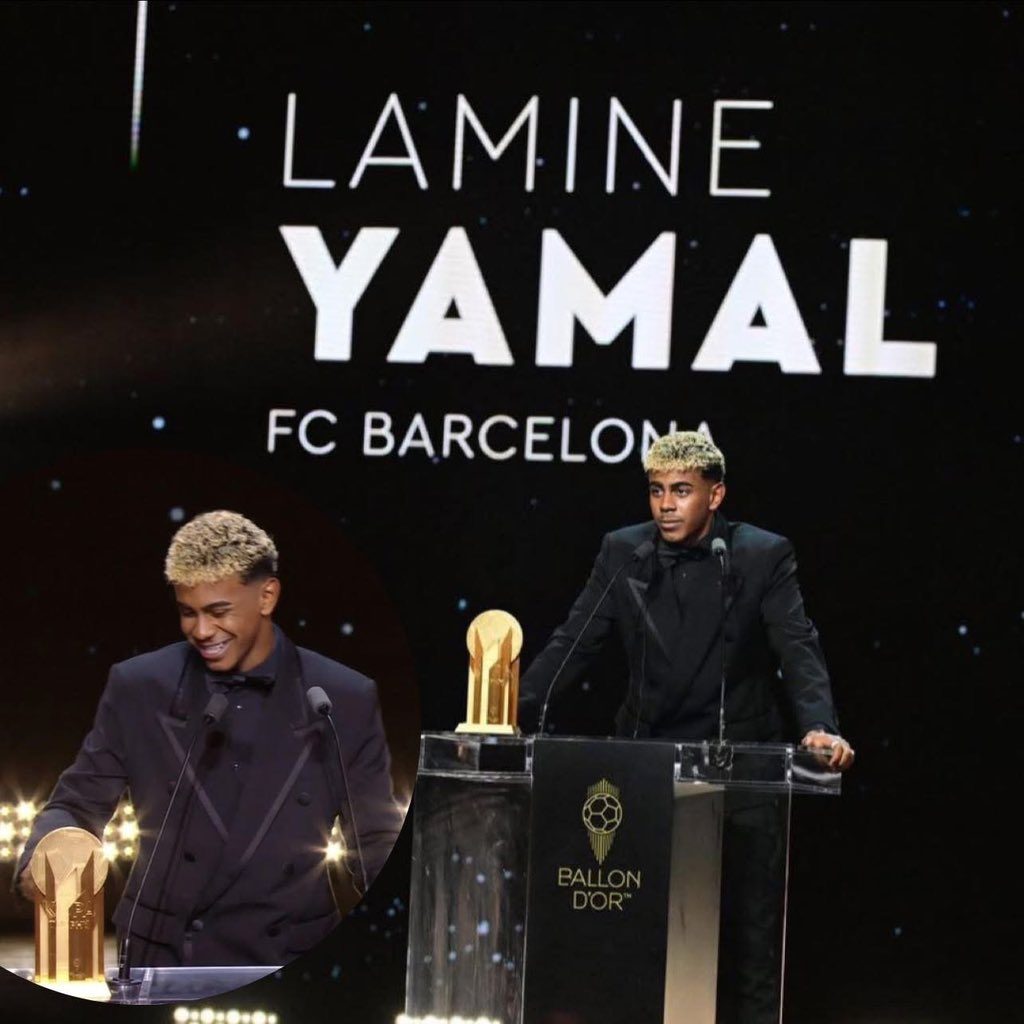 Demuchsport's tweet image. 🚨 𝐎𝐅𝐅𝐈𝐂𝐈𝐀𝐋: Lamine Yamal wins Kopa Trophy as 𝐁𝐞𝐬𝐭 𝐘𝐨𝐮𝐧𝐠 𝐓𝐚𝐥𝐞𝐧𝐭 at Ballon d’Or! 🥇✨

Back to back winner after getting trophy in 2024! 2️⃣