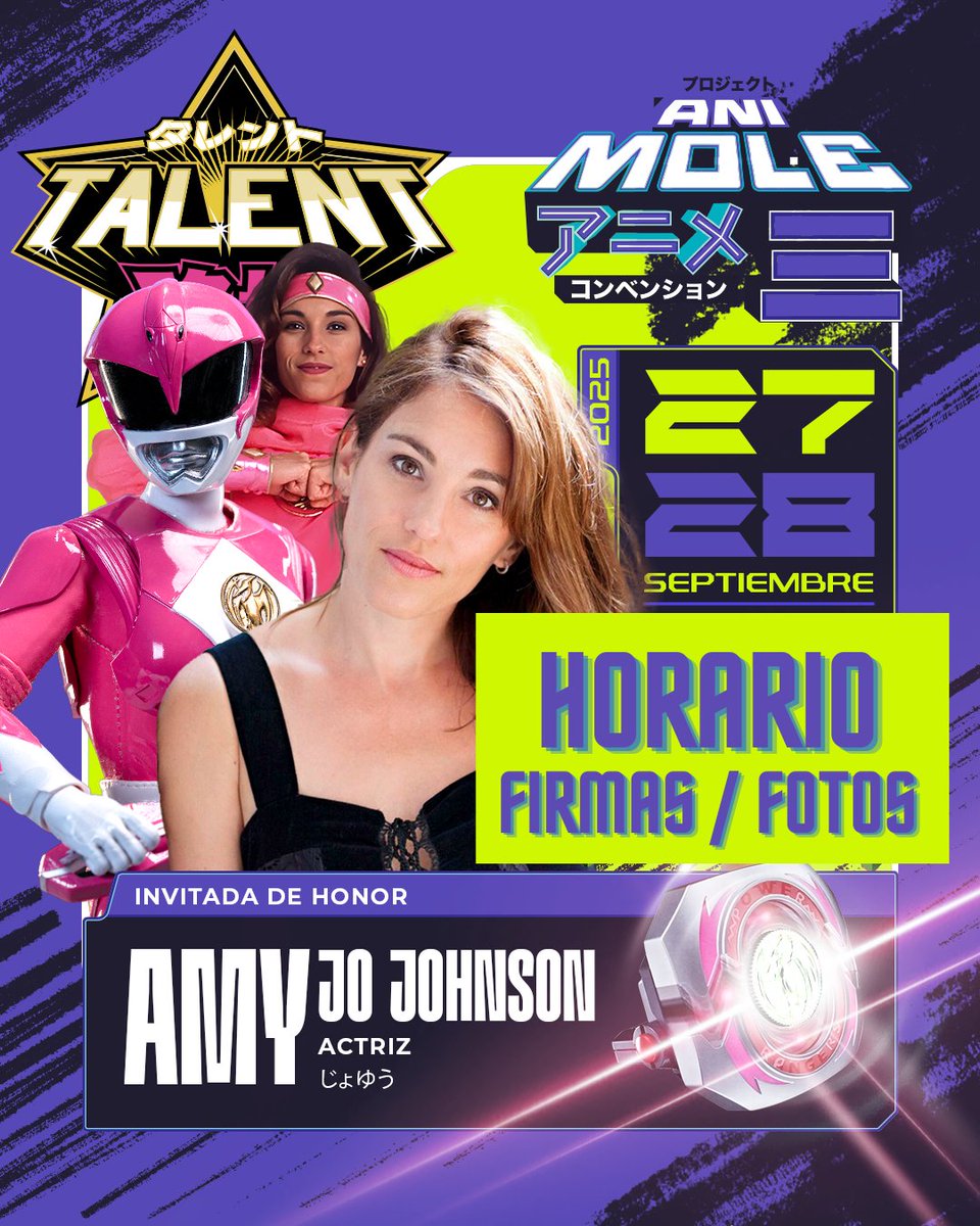 lamolemx's tweet photo. ⚡️💖⚡️ ¡Mórfosis, amigos! Ya tenemos listos los horarios de nuestra invitada de honor @_amyjojohnson para #AniMole3. Consúltalos en https://t.co/DOybOoFkdu
#AmyJoJohnson #PowerRangers #Pr1meroLaMole https://t.co/JXZgDS9EQP