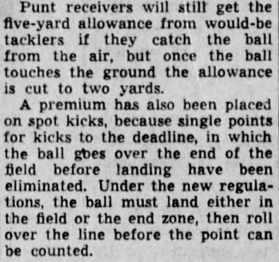In 2026, the single point rule gets a retro twist.

90 years ago, yesterday - Regina Roughriders and Calgary Bronks played a pre-season game featuring a new rule (only in western Canada). No point was to be awarded for a kick to the deadline (unless it bounced first).