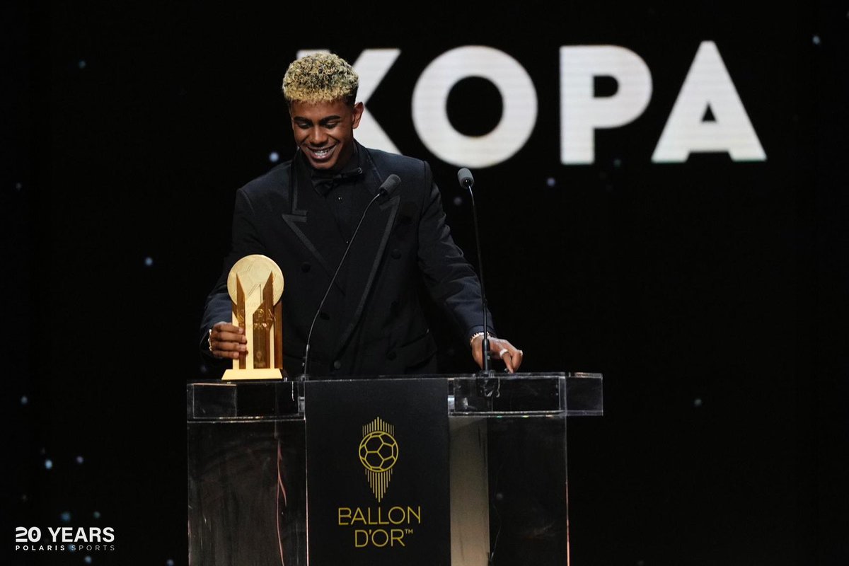 polarissports's tweet image. History repeats itself: Lamine Yamal crowned 2025 Kopa Trophy winner again. An unforgettable night! 🤩

#BallonDor
