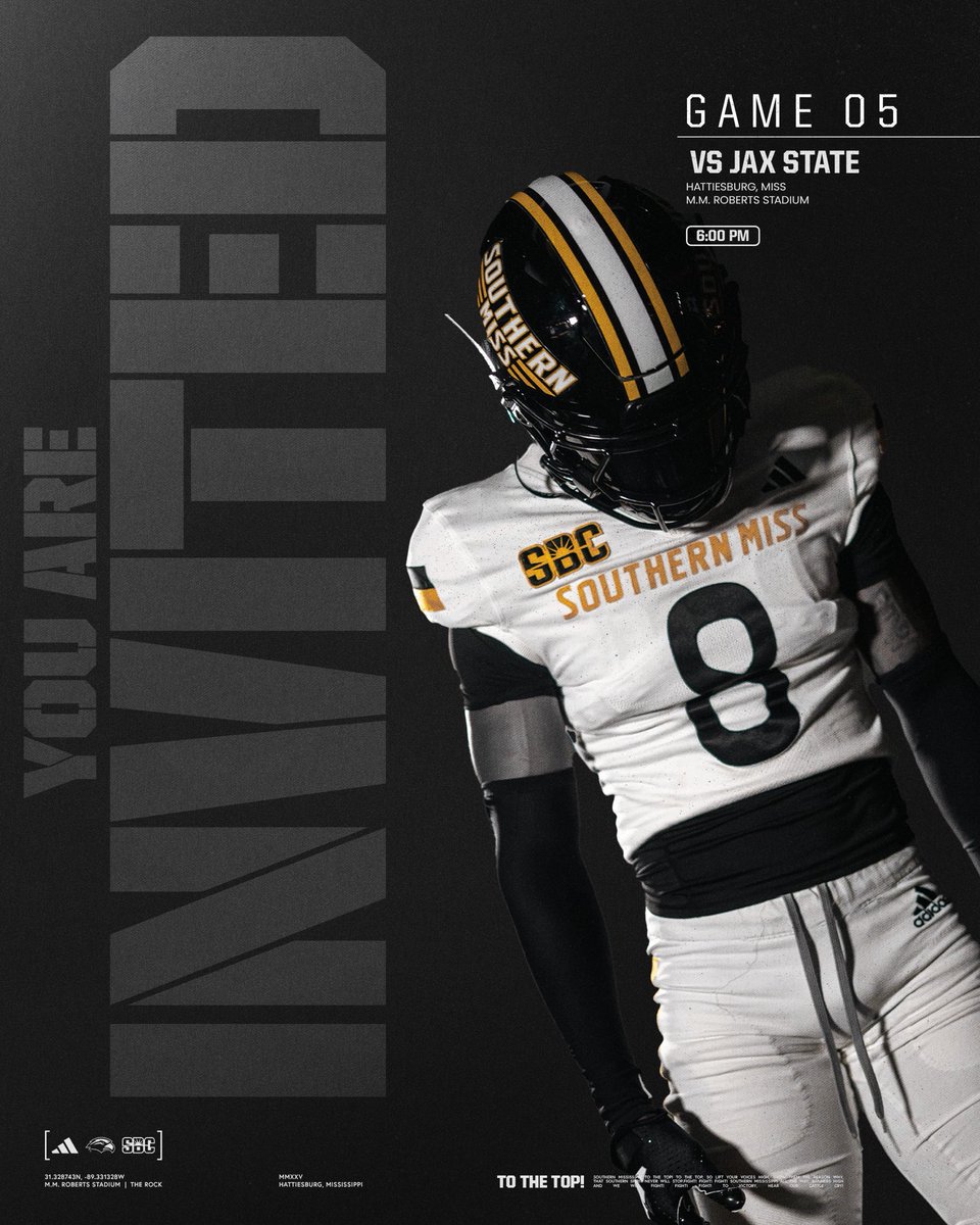 Thanks for the game invite! 🦅<a href="/SouthernMissFB/">Southern Miss Football</a> <a href="/Coach_BFarrar/">Barney Farrar</a> 
<a href="/HolmesccFB/">Holmes Football</a> <a href="/holmesathletics/">Holmes Athletics</a> <a href="/CoachWood_HCC/">Marcus Wood Sr.</a> <a href="/CoachCJ_Johnson/">Coach CJ Johnson</a>