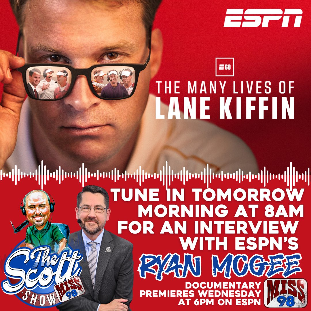 Looking forward to catching up with  <a href="/ESPNMcGee/">Ryan McGee</a> tomorrow about the <a href="/Lane_Kiffin/">Lane Kiffin</a> documentary that debuts on Wednesday…