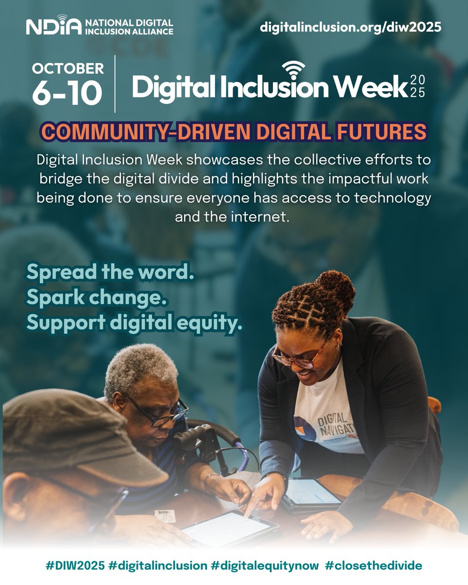 LakeCountyIL's tweet image. The countdown to #DigitalInclusionWeek begins! 
Mark your calendars for October 6 - 10.
#DigitalInclusionWeek is when communities team up to help residents connect to affordable internet, no or low-cost digital devices and classes for online skills.
More: digitalinclusion.org/diw2025/