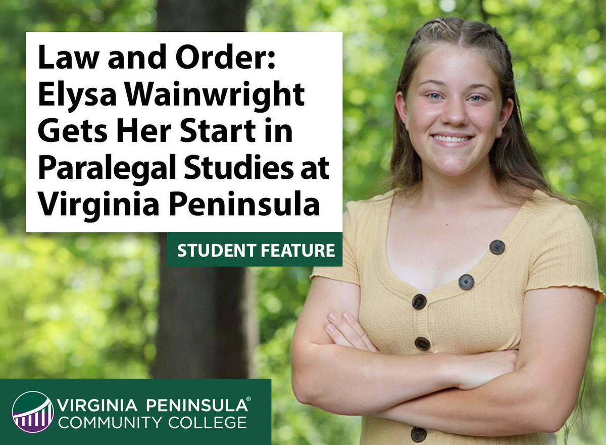 VPCCva's tweet image. Law and Order: Elysa Wainwright Gets Her Start in Paralegal Studies at Virginia Peninsula hubs.ly/Q03Kss3J0 #paralegal #vpccva #hamptonroads #communitycollege #gatorfamily