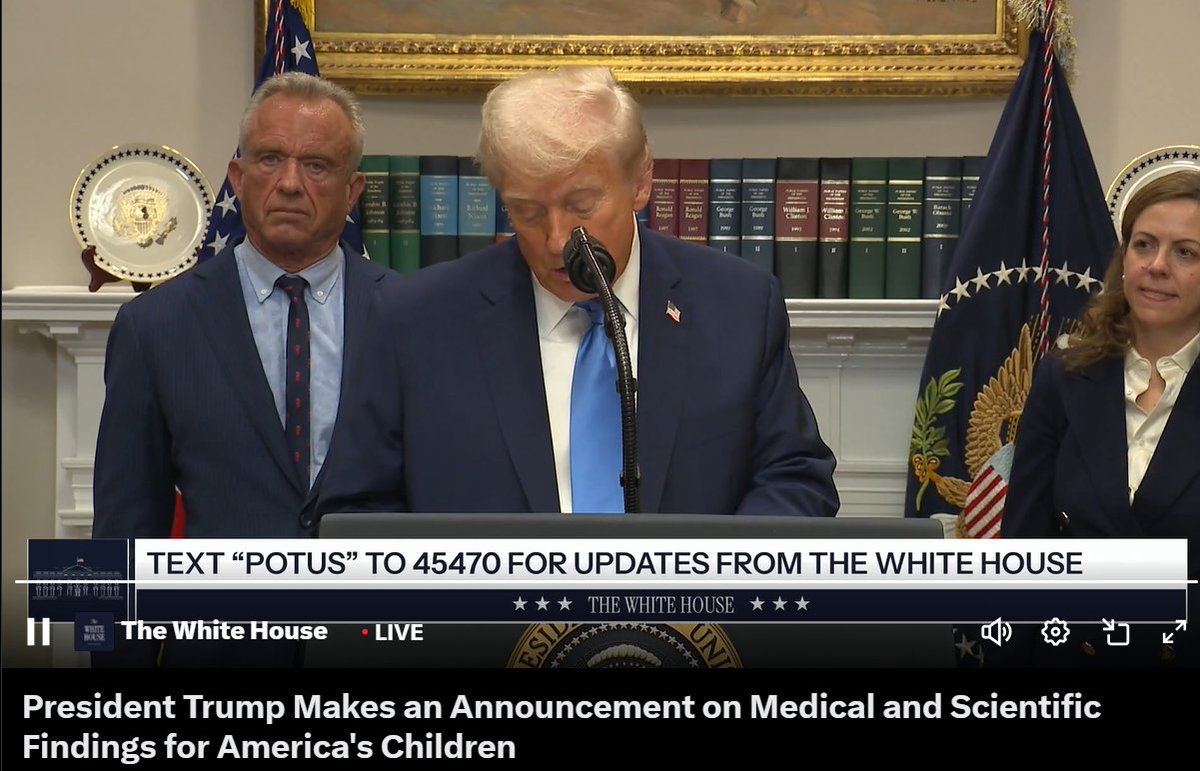 속보: 자폐의 원인에 대한 백악관 발표:  
1. 임산부는 타이레놀을 먹지 마세요. 
2. 아기에게도 먹이지 마세요.  무슨 수를 쓰더라도 다른 것을 복용하세요.  
3.  백신에서 알루미늄과 수은을 제거할것입니다.   
4. 소아과를 여러번 방문하더라도 백신 여러 번으로 나눠서 접종하세요.  (2가, 3가,