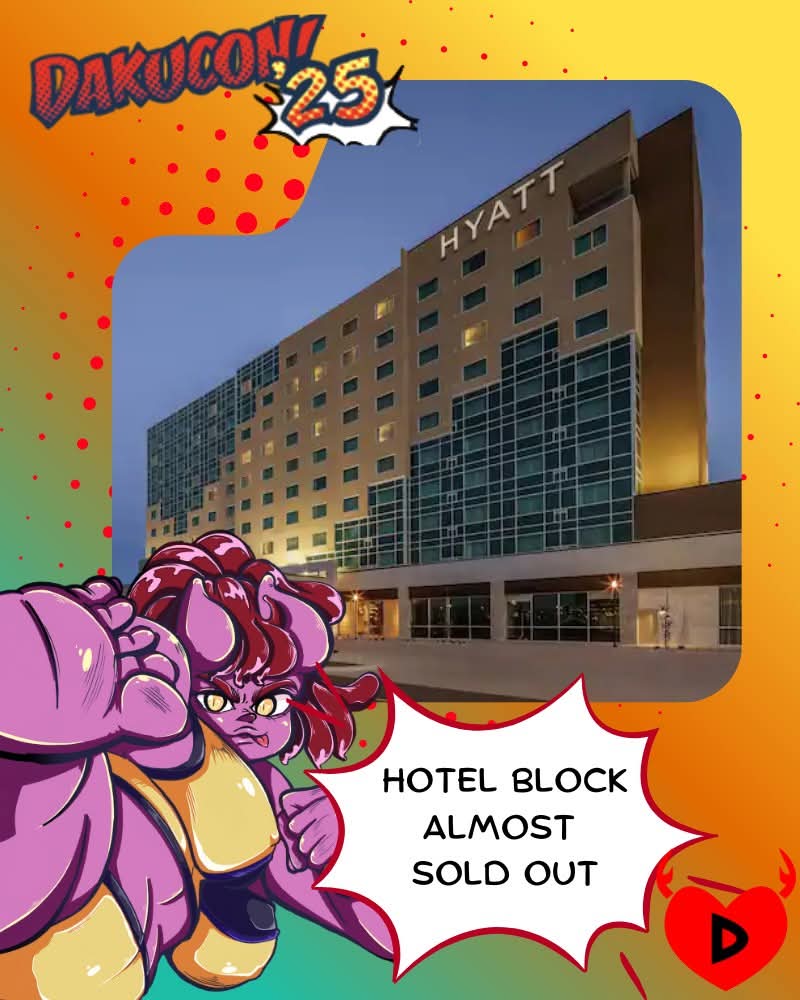 Haven't secured your room for #DakuCon25? Check out our hotel block before they're sold out.

Visit our page dakucon.org/hotel or use code G-11DA while booking.

#DakuCon #DakuCon2025 #GeekConvention #ColoradoConvention #auroracolorado #denvercolorado