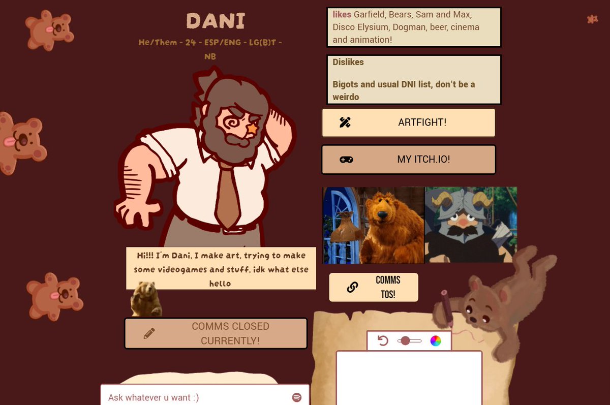 Bear_with_dani's tweet image. Updated my Straw page, you can leave me questions or silly sketches here or check my Terms of service for Comms!! bearwithdani.straw.page
