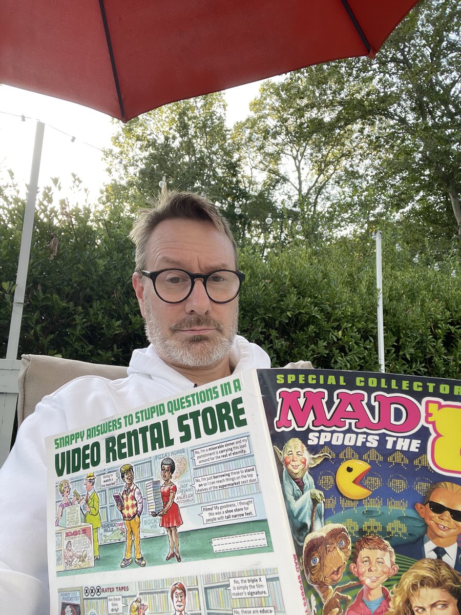 Sitting outside, reading a retro 80s MAD Magazine. I’m sophisticated and shit.