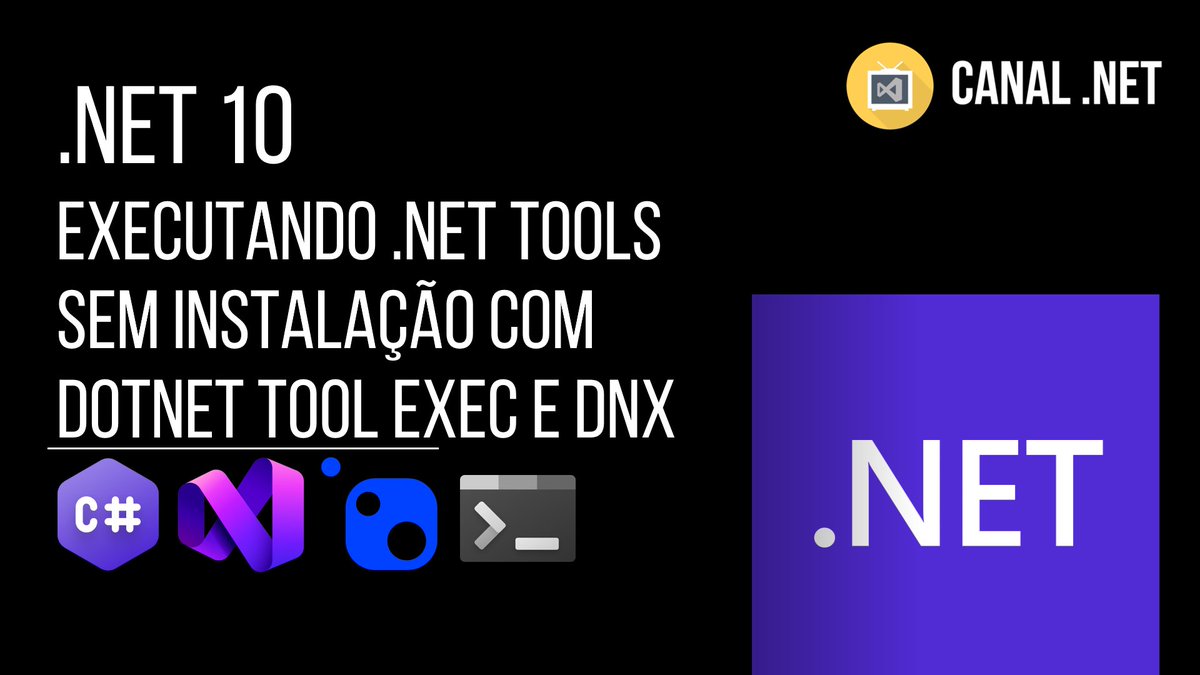 RenatoGroff's tweet image. Novo vídeo no Canal .NET -&amp;gt; .NET 10: executando .NET Tools sem instalação com dotnet tool exec e dnx -- Link: youtube.com/watch?v=qLJV94…

C/ @waltercoan 

#dotnet10 #cli #dotnetool #dnx #csharp #aspnetcore #dotnet #visualstudio #visualstudio2022 #vs2022 #opensource #canaldotnet