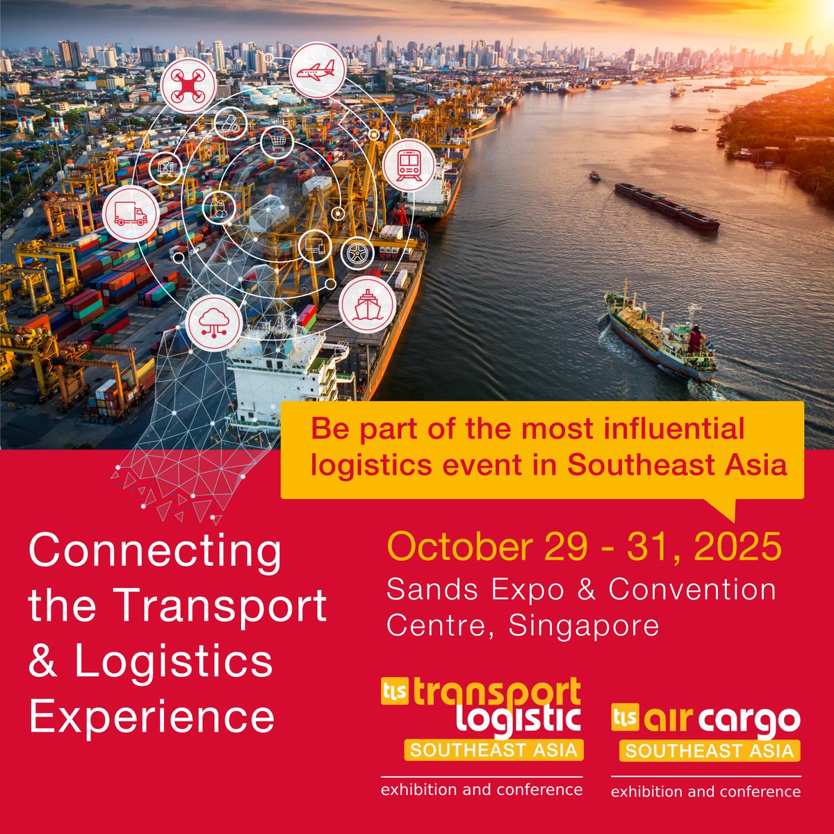 The countdown is on for transport logistic Southeast Asia &amp; air cargo Southeast Asia (#tlacSEA) 2025, the region’s most influential logistics &amp; supply chain event.

29–31 Oct 2025
Sands Expo &amp; Convention Centre

Register now: lnkd.in/gi2J9_CX