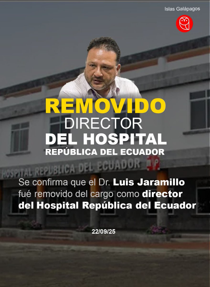 GalapOnline's tweet photo. #Galápagos relevos en la salud.
En el Hospital República del Ecuador, el Dr. Luis Jaramillo fue cesado de su cargo y en su lugar asumió, la Dra. Denise Ponce, en el Distrito de Salud se oficializó la salida del Dr. Roberto Uribe, y en su lugar el Dr. fabian Parra. https://t.co/thjWZLikEA