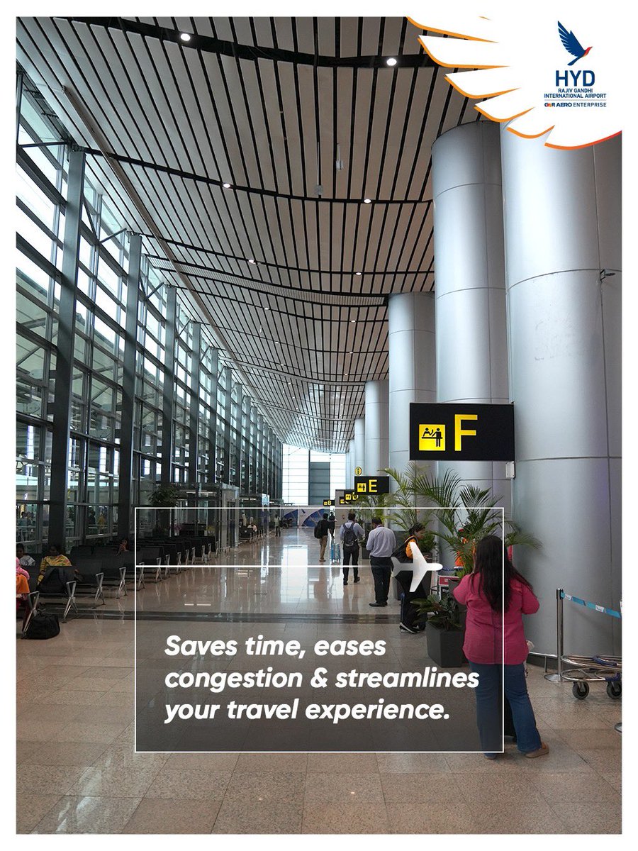 RGIAHyd's tweet photo. Breeze past the long queues, no waiting overdue! Fully enjoy the benefits of the Express Check-In option at RGIA!

#RGIA #HyderabadAirport #FlyHYD #HYD #FlyHyderabad #ExpressCheckIn #NoQueues 

[RGIA, Hyderabad, Hyderabad Airport, Express Check-in, Passenger Experience]

@AAI_Official @MoCA_GoI @RamMNK @TelanganaCMO