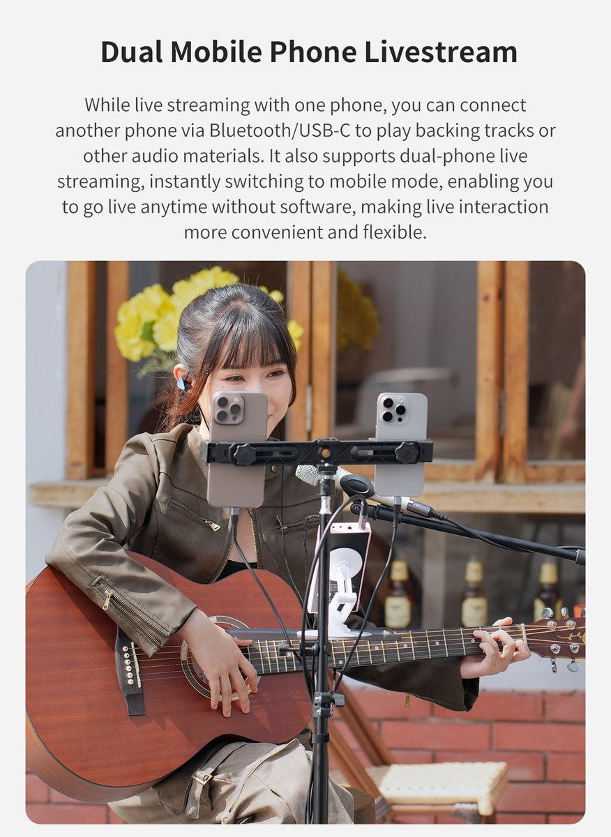 🎉 Introducing the All-New M62 – Next-Gen Portable Audio Interface 🎉
The M62 redefines what a portable audio interface can do — professional performance and flexible connectivity, all in the palm of your hand.
✨ Key Features:
1️⃣Dual Smartphone Connection
Simultaneous live