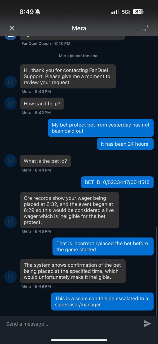 YoungMerican's tweet photo. @FDSportsbook Stop scamming https://t.co/JVtPDoJui3