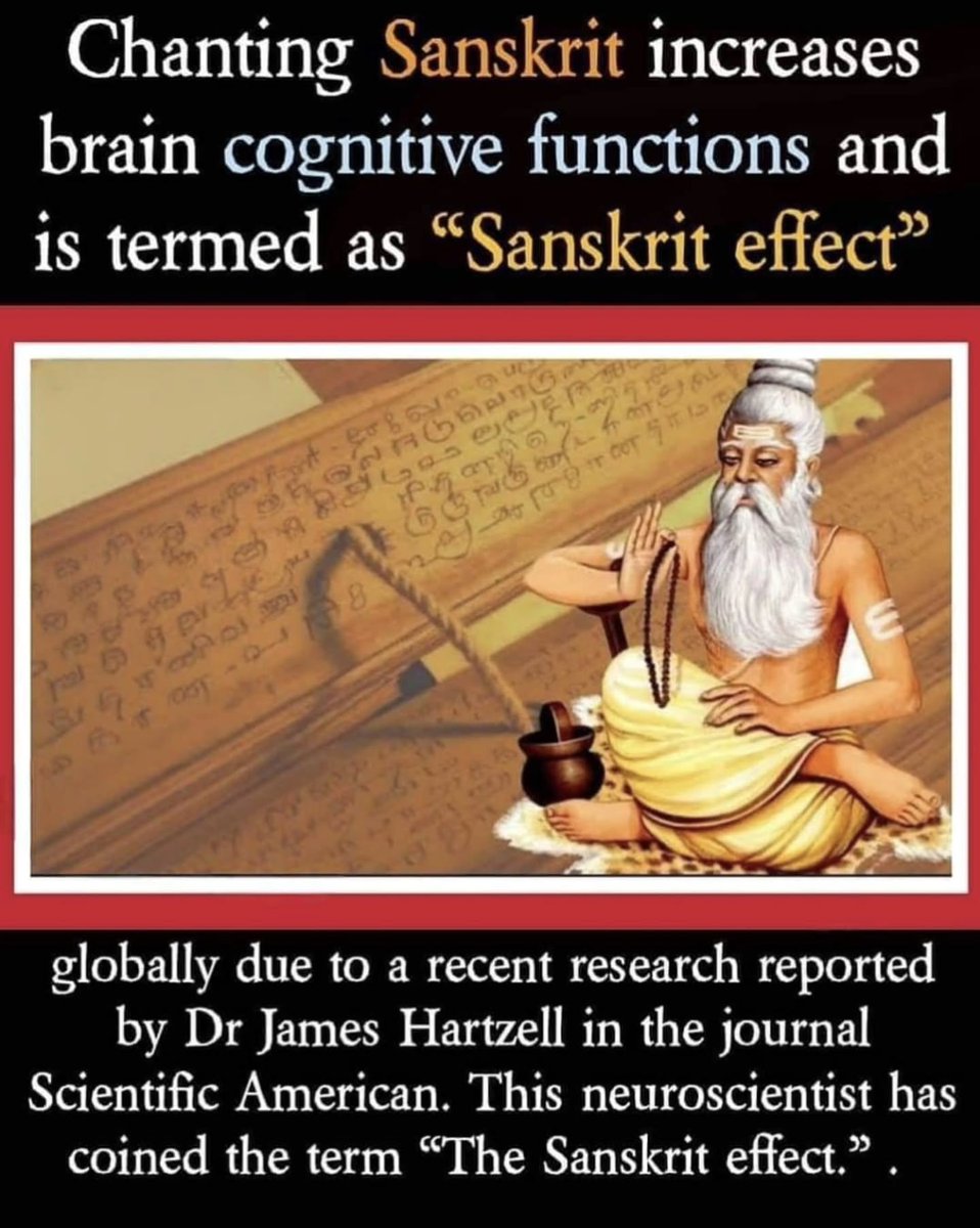 Chanting Sanskrit isn’t just spiritual -it’s scientifically brain-boosting. 
Modern neuroscience calls it The Sanskrit Effect.

A #Post on how the world’s oldest language is shaping the future of brain research...👇

🔁 Share to spread the truth.

#History #Truth #facts