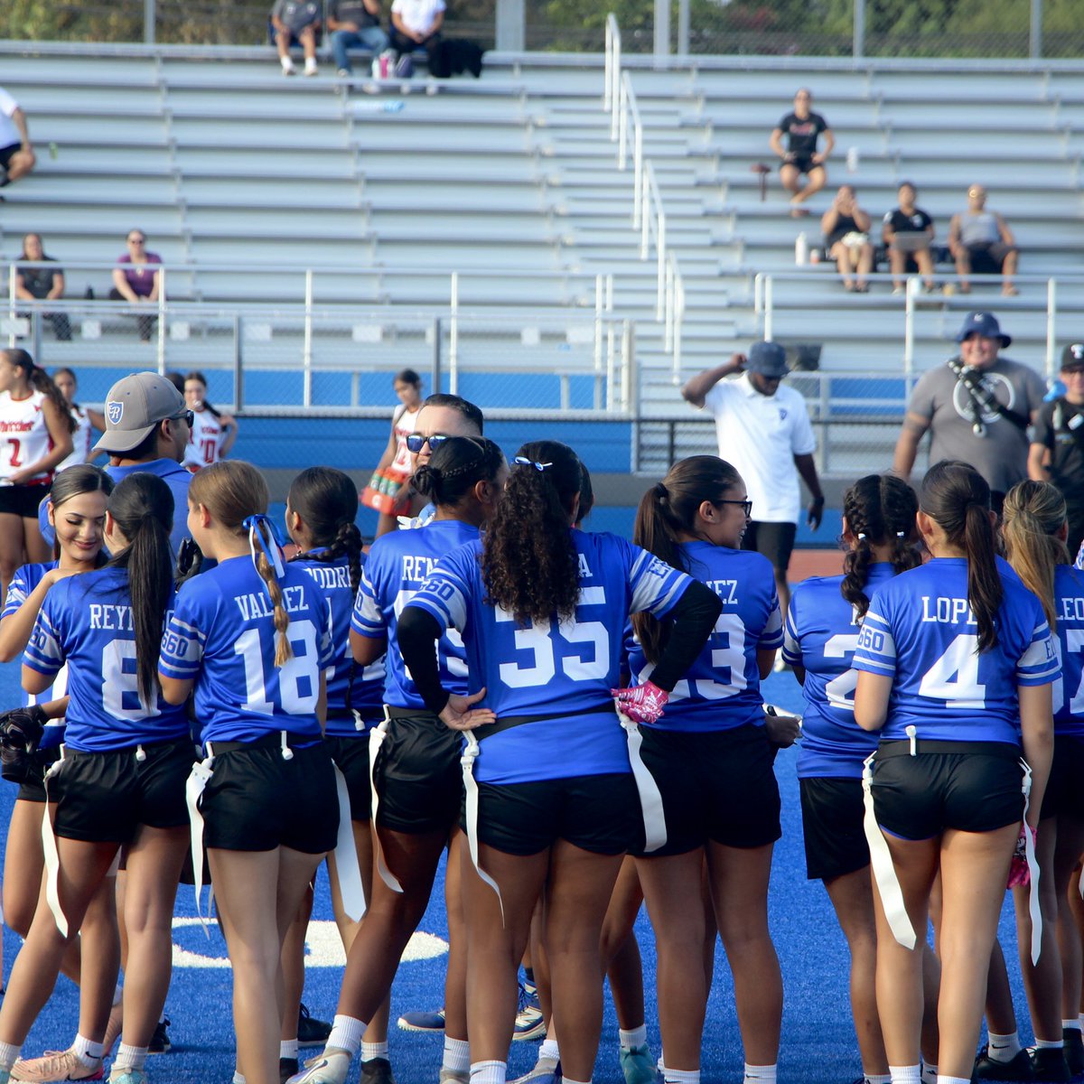 6-14. 
Dons(Pico Rivera) vs. Cardinals(Whittier). 
Today's home varsity flag football game.