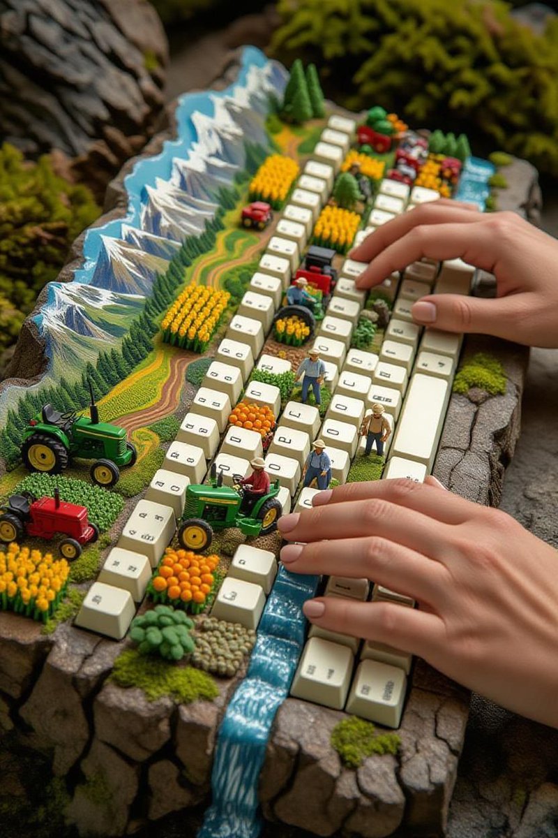 Struggling with slow farm designs? At OptiSurface, we till digital fields, one key at a time! Say hello to our new "OptiKey" – a magical keyboard like this one, landforming plans faster than a tractor on turbo! Coming soon to boost your workflow. Ready? (Just kidding, folks! 🤪)