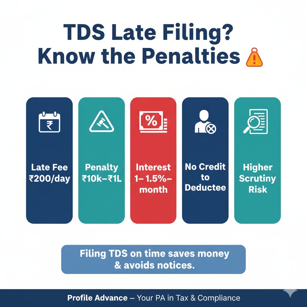 ProfileAdvance's tweet photo. 🚨 TDS late filing? Think again.
The cost of delay is more than just a late fee. Here’s what really happens 🧵 https://t.co/UofAvFrl93