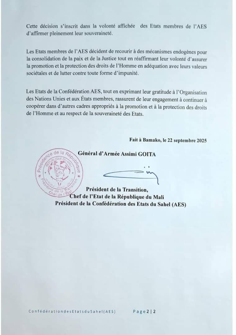 malialerte's tweet photo. #URGENT : Les Etats de l'AES,  Mali, le Burkina Faso et le Niger se retirent de la CPI avec effet immédiat. https://t.co/7RNu36khhk