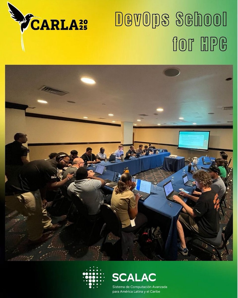 CARLA_Conf's tweet image. The DevOps School for HPC kicks off today at #CARLA2025 in Kingston, Jamaica!
An intensive week of hands-on training in automation, scalability, and best practices for high-performance computing environments.
More info carlaconference.org/devops-school-…
#HPC #Supercomputing #LatAmHPC