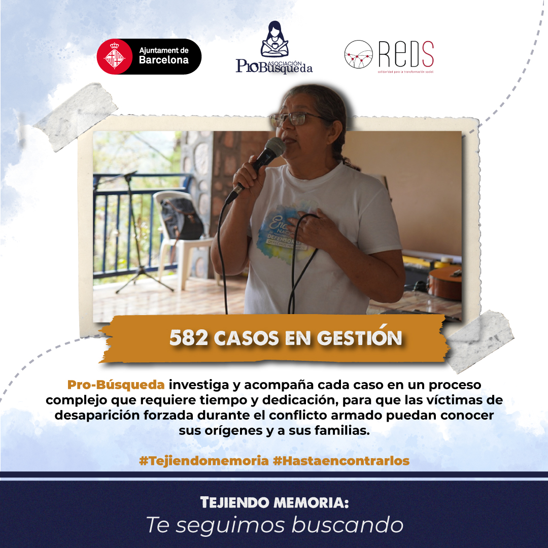 APB investiga y acompaña cada caso en un proceso complejo que requiere tiempo y dedicación, para que las víctimas de desaparición forzada durante el conflicto armado puedan conocer sus orígenes y a sus familias.

Conoce más sobre nuestro trabajo en 📷 asociacionprobusqueda.org/nosotros