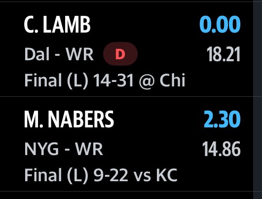 iwhitham2's tweet photo. This is criminal  #FantasyFootball https://t.co/Lk14WcGJBQ