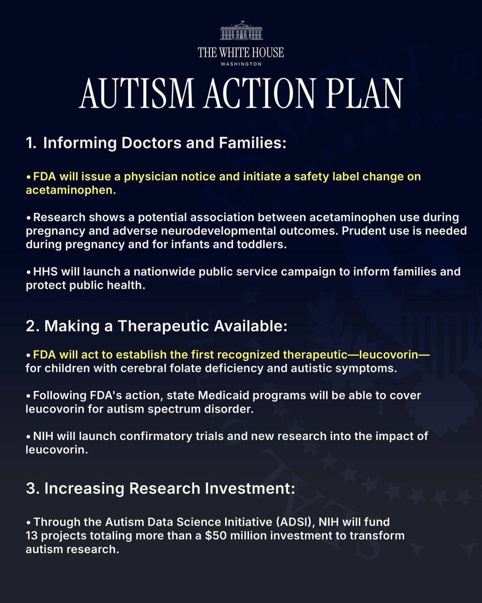 Today marks a historic moment at the <a href="/WhiteHouse/">The White House</a>   with the announcement of the Autism Action Plan.

We want to thank the current administration for prioritizing autism and taking bold steps to increase awareness, support families, and invest in research. From safety labeling