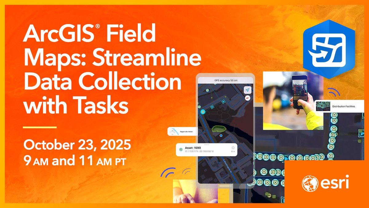 EsriTraining's tweet image. Have you heard about the new tasks feature in ArcGIS Field Maps? 💭🚧

Join our next live training seminar to learn how tasks can help you simplify data collection! 🌎Register today: ow.ly/eX6850X0zrq