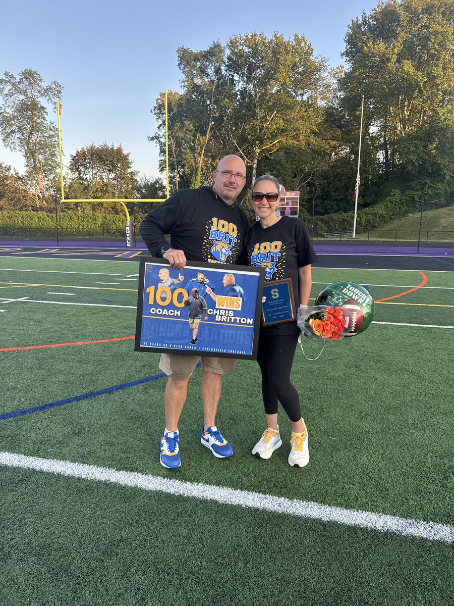 SpringfieldFB's tweet image. Congratulations to Coach Britton on reaching this impressive milestone of 100 career head coaching wins! 🏆 Your hard work, dedication, and leadership have truly made a difference in the lives of your players and the community. Here’s to many more victories ahead!