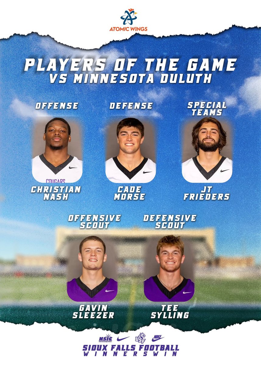 ChadBirger's tweet image. Congrats to the @AtomicWings Atomic Players of the Game for @USFCougarsFB this week!
@_NashChristian 
@cademorse0 
@JTFri 
@gavin_sleezer
@SyllingTee