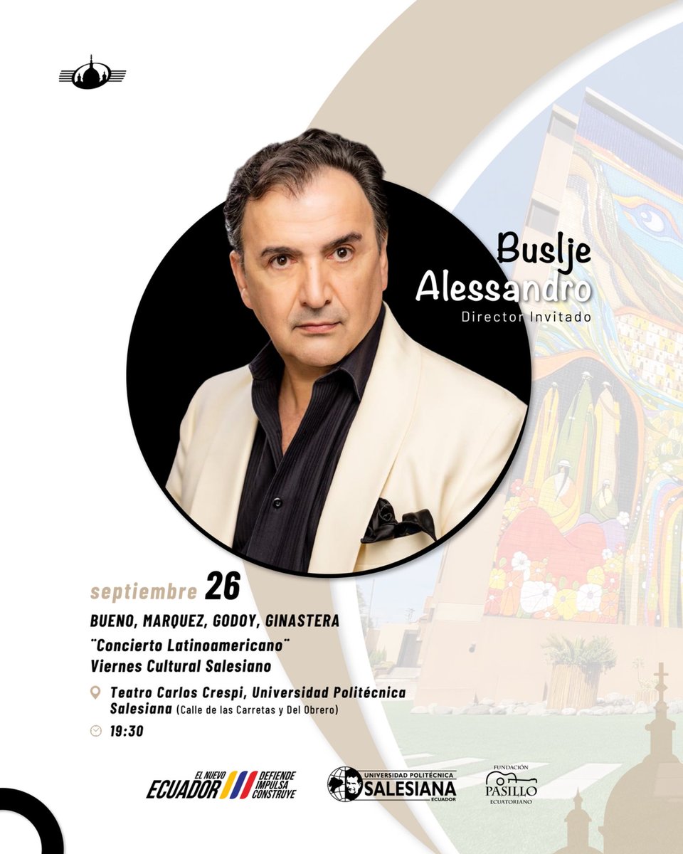 🎼 Desde el estreno mundial de La Emancipada de Bueno hasta las vibrantes notas de Márquez, Godoy y Ginastera… 

¡una experiencia que no puedes perder! 💫

📅 26/09 | 🕢 19:30 | 📍 Teatro Carlos Crespi
🎟️ Entrada libre

#LaOSC #ElNuevoEcuador #MCYP