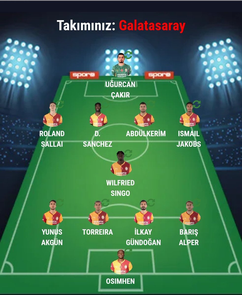 "4-4-1-1   VE  4-1-4-1 SİSTEMİ" Haddini bilerek oynamak.
#Galatasaray #Okanburukistifa 
#BallonDor icardi İlkay Gündoğan 
Sanchez singo yunus Akgün