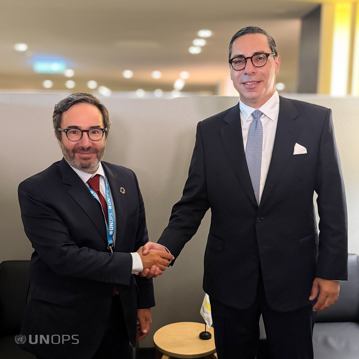 Meeting with <a href="/ckombos/">Constantinos Kombos</a> &amp; <a href="/ThsShambos/">Thessalia Salina Shambos</a> focused on ensuring reliable humanitarian access to #Gaza. Cyprus Maritime Corridor, delivering through <a href="/UNOPS/">UNOPS</a> -managed UN2720 mechanism, is supplying predictable, transparent aid when the people of Gaza need it most. We are ready to do more.