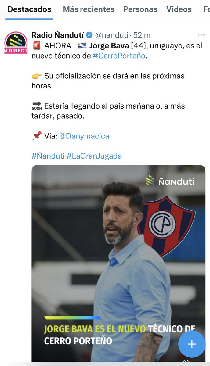 Comunicado oficial de Santa Fe, ante las publicaciones que afirman desde Paraguay que Jorge Bava es nuevo DT de Cerro Porteño.