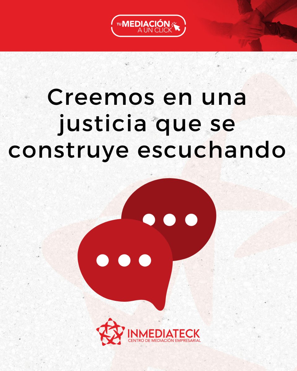 En Inmediateck creemos que la justicia no empieza con una demanda, sino cuando alguien habla y alguien escucha.

👥 Una justicia que no aísla ni impone, que se construye con las personas.

⚖️ Mediar también es defender derechos.

#JusticiaHumana #Mediación #Inmediateck