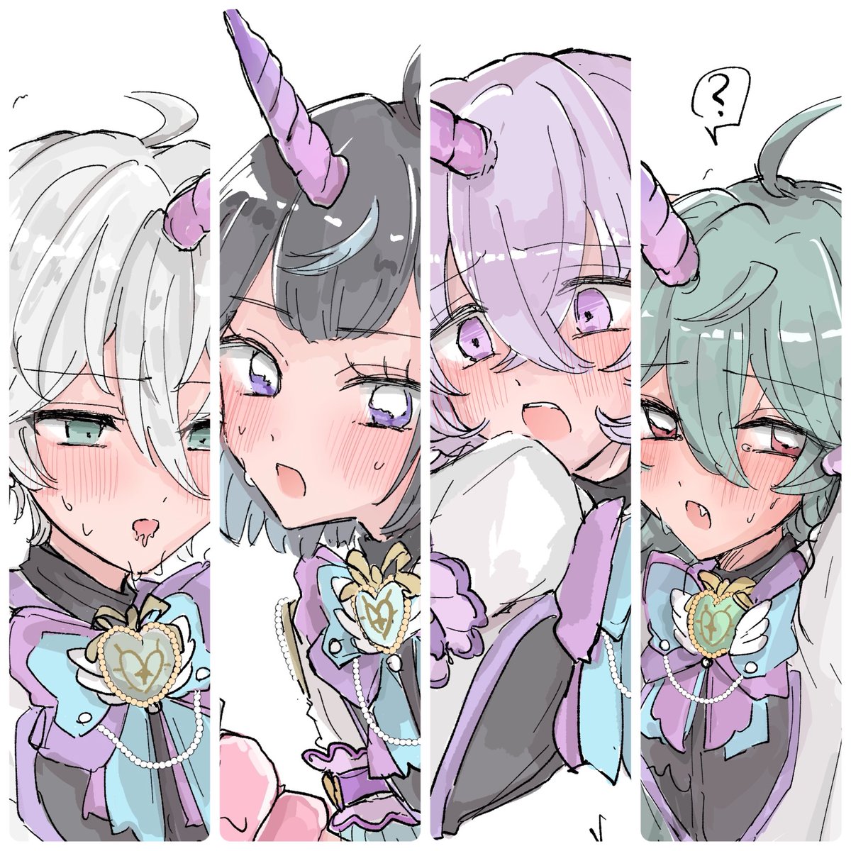 めちゃくちゃ私の癖なので、なんでも許せる方向け
🐙×🦄全員(4枚絵)
直接的な描写はないですが、R18です~

poipiku.com/11305620/12238…