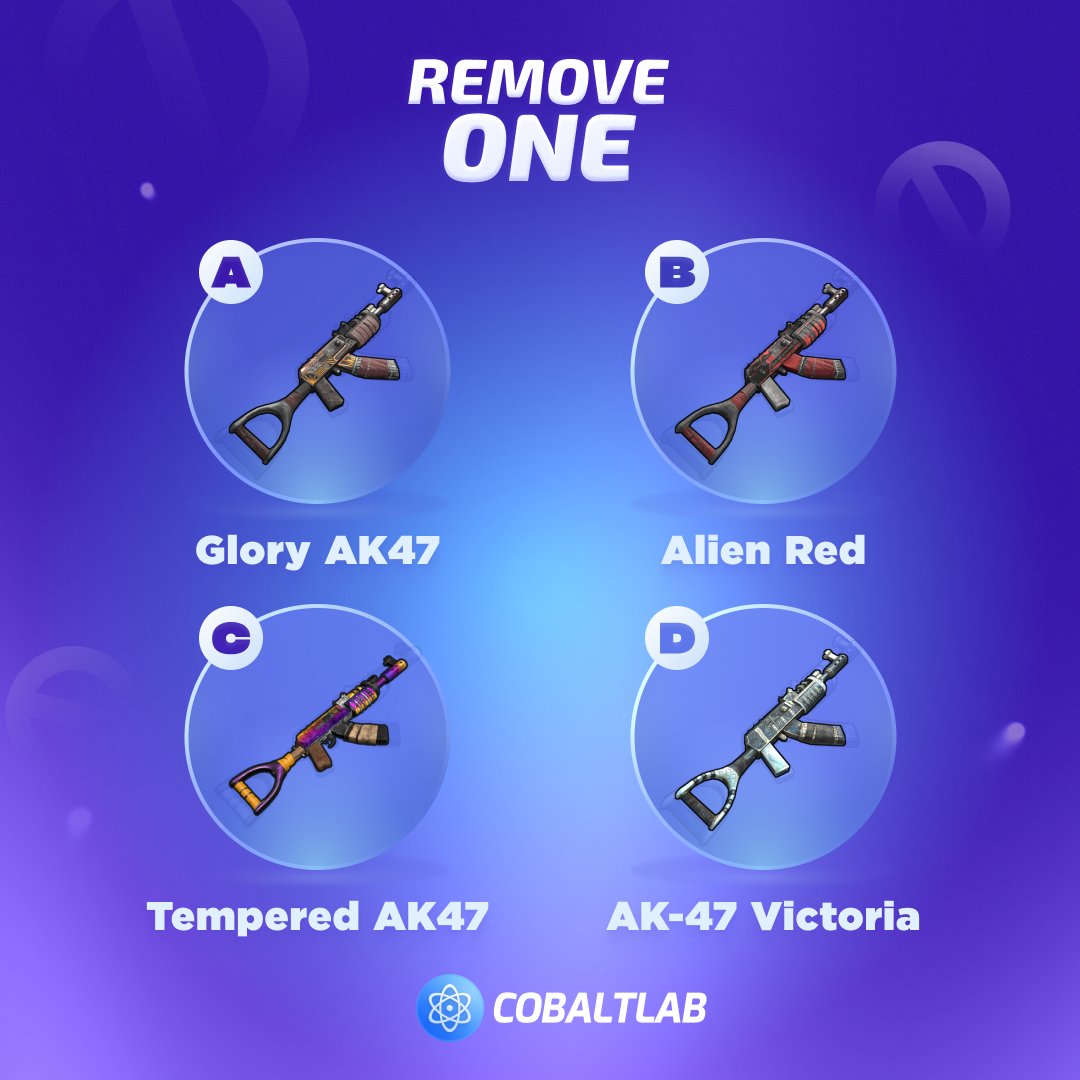 Cobaltlabrust's tweet image. Imagine Facepunch said: “One AK skin gotta go"
Which skin are you sacrificing? 😭👇
#rust #rustgame #playrust