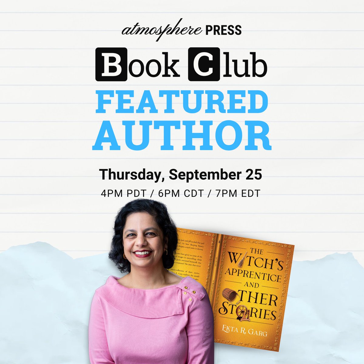 Can't wait to chat with my editor, the incredible Asata Radcliffe, about my third book baby this Thursday! Sign up to get the Zoom link, and join the conversation to hear about my writing process, how Asata and I navigate working together, and more! books.atmospherepress.com/atmosphere-pre…