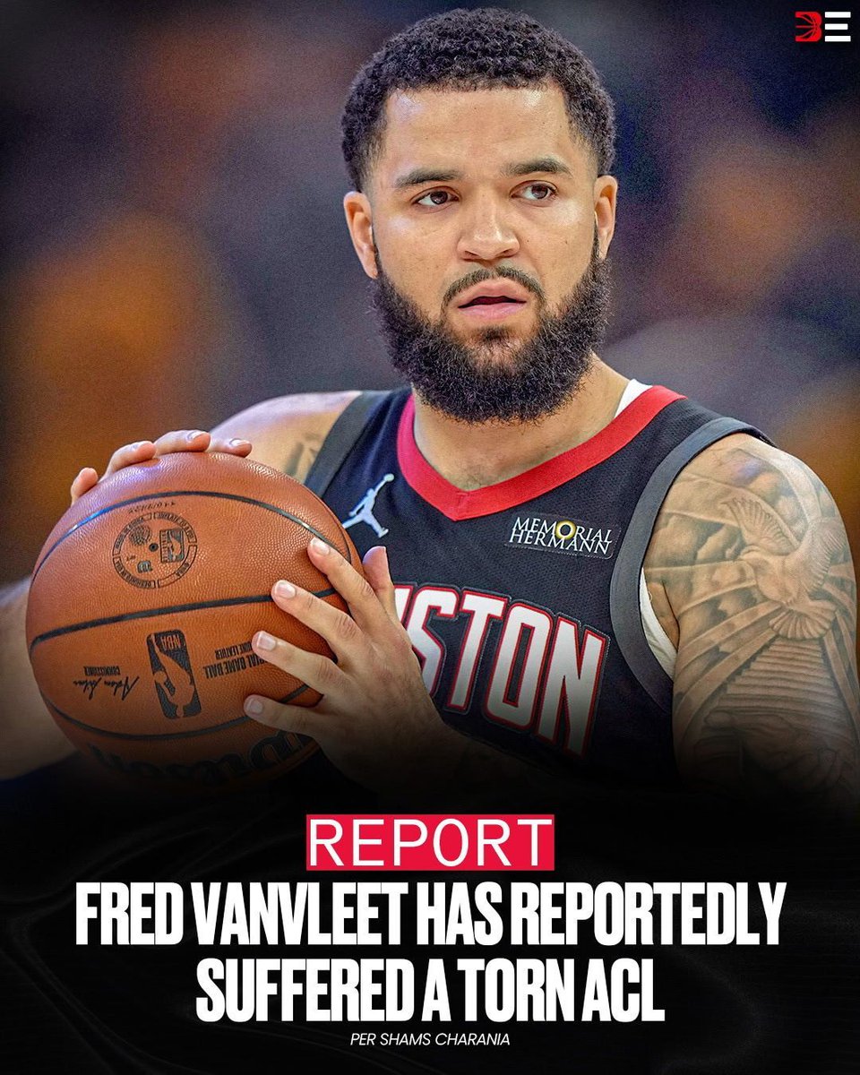 ballexclusives's tweet photo. Houston Rockets point guard Fred VanVleet has suffered a torn ACL and may miss the entire 2025-26 season, per @ShamsCharania 😔 https://t.co/dbgj7OTO1E