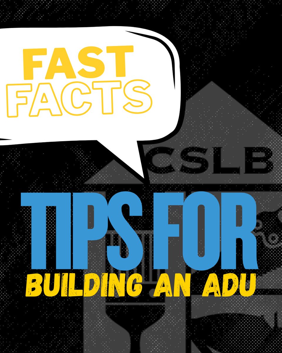 CSLB's tweet image. ✨ Big plans for a backyard cottage, rental, or in-law suite?
Get CSLB&apos;s Fast Facts: Tips for Building an ADU -&amp;gt; ow.ly/wCga50WKzpN

Over the next few posts, we’ll break down the must-know steps to protect your investment and hire right ✅

#ADU #CaliforniaHomes #CSLB