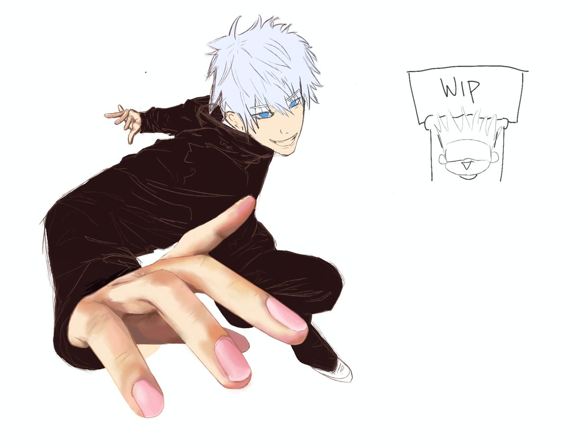 sunlitreg's tweet image. came back to share my teen gojo wip to honor his 2nd death anniv