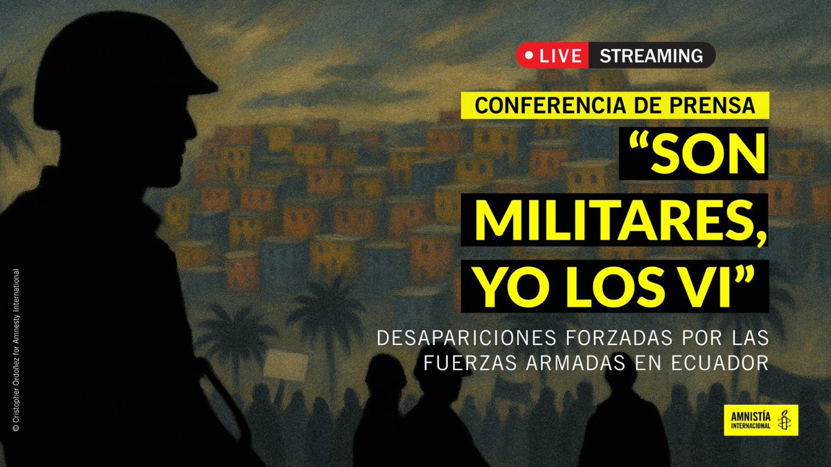 #Ecuador 🇪🇨 | Mañana presentaremos el informe “Son militares, yo los vi”, que documenta #DesaparicionesForzadas a manos de las Fuerzas Armadas en el marco del Plan Fénix.
 
Ante la compleja situación que atraviesa el país, la rendición de cuentas es más urgente que nunca.
 
📡