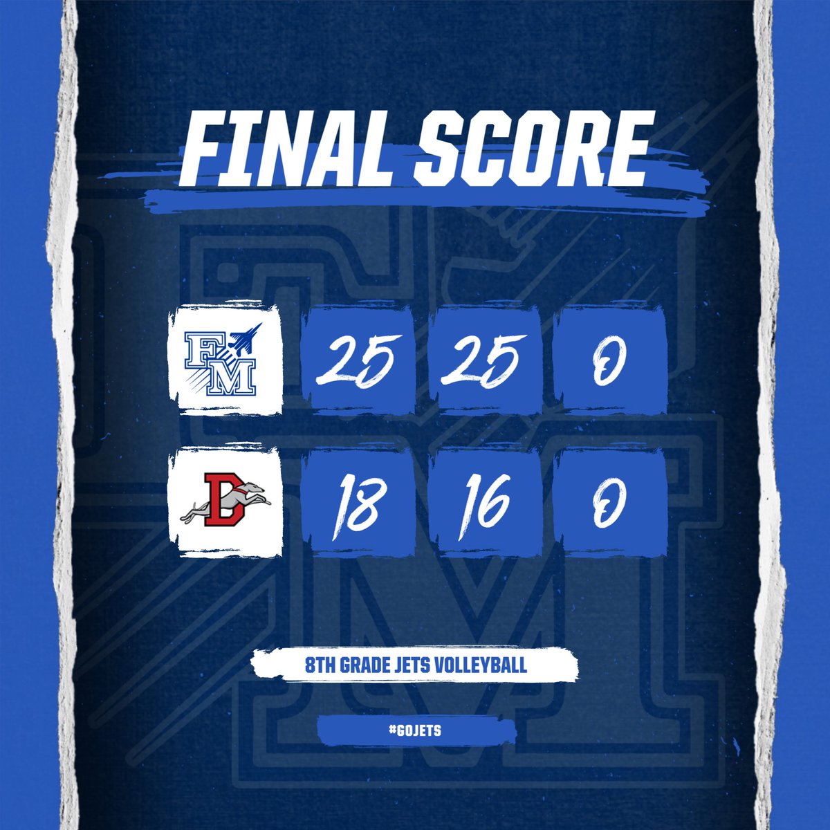 JH Lady Jets 🏐 final scores against Dixie, great win by the 8th grade!

#GoJets