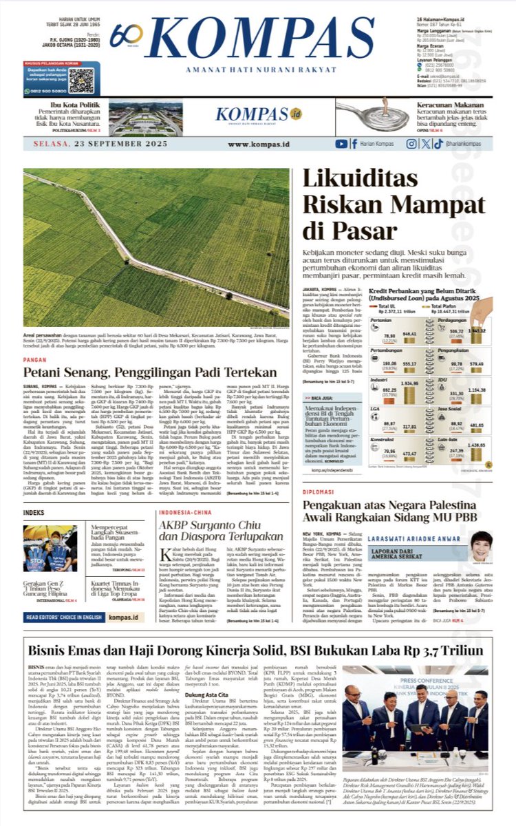 hariankompas's tweet photo. Selamat pagi Sahabat Kompas. Kebijakan perberasan pemerintah bak dua sisi mata uang. Kebijakan itu membuat petani senang sekaligus menyebabkan penggilingan padi kecil dan menengah tertekan.

Baca artikelnya di sini https://t.co/Mf01hILW7Q

#Gabah #AdadiKompas https://t.co/M4zeurFlGX