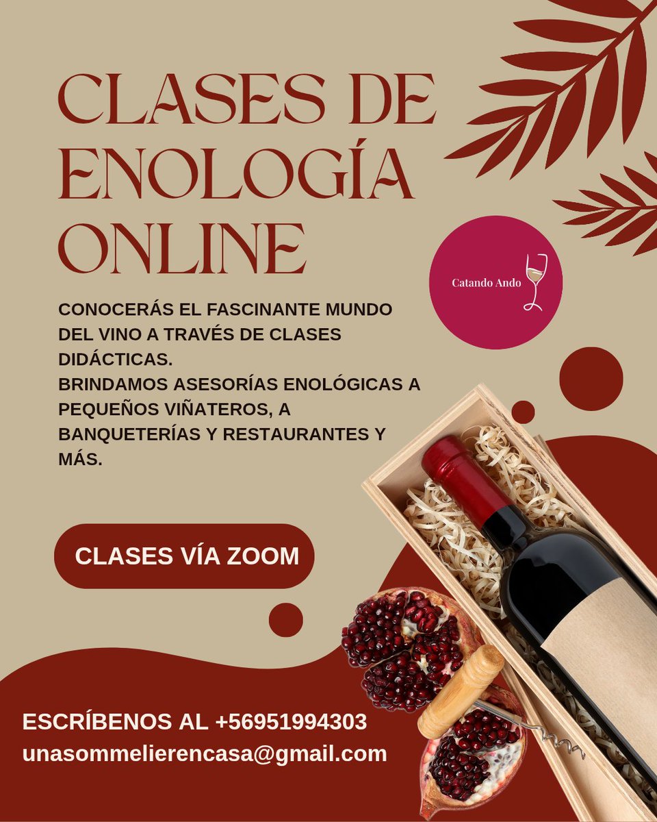 soy_huicana's tweet image. Mis emprendimientos:
Aprende inglés con nosotros de manera fácil y didáctica 
#LearnItEasy  #clasesonline #clasespersonalizadas
Aprende sobre vino en nuestras clases de enología online, también ofrecemos asesorías enológicas para pequeños viñateros y banqueterías.
#catandoando