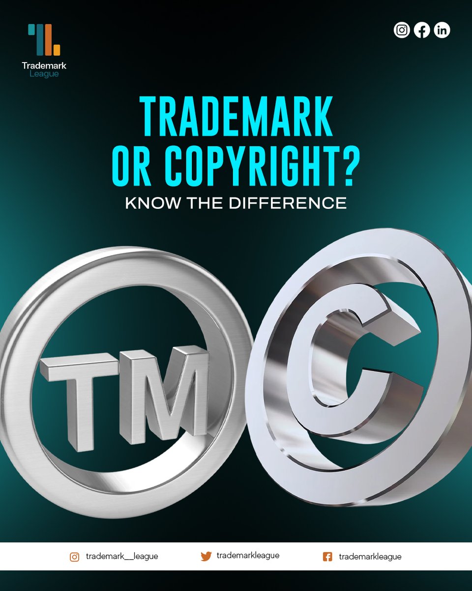 trademarkleague's tweet image. Trademarks protect your name and logo. Copyrights protect your creations. Both protect your future. #TrademarkLeagues #IPBasics #BusinessTips