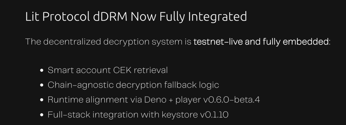 Nice work <a href="/ElastosInfo/">Elastos</a> on getting decentralized digital rights management with Lit Protocol live!