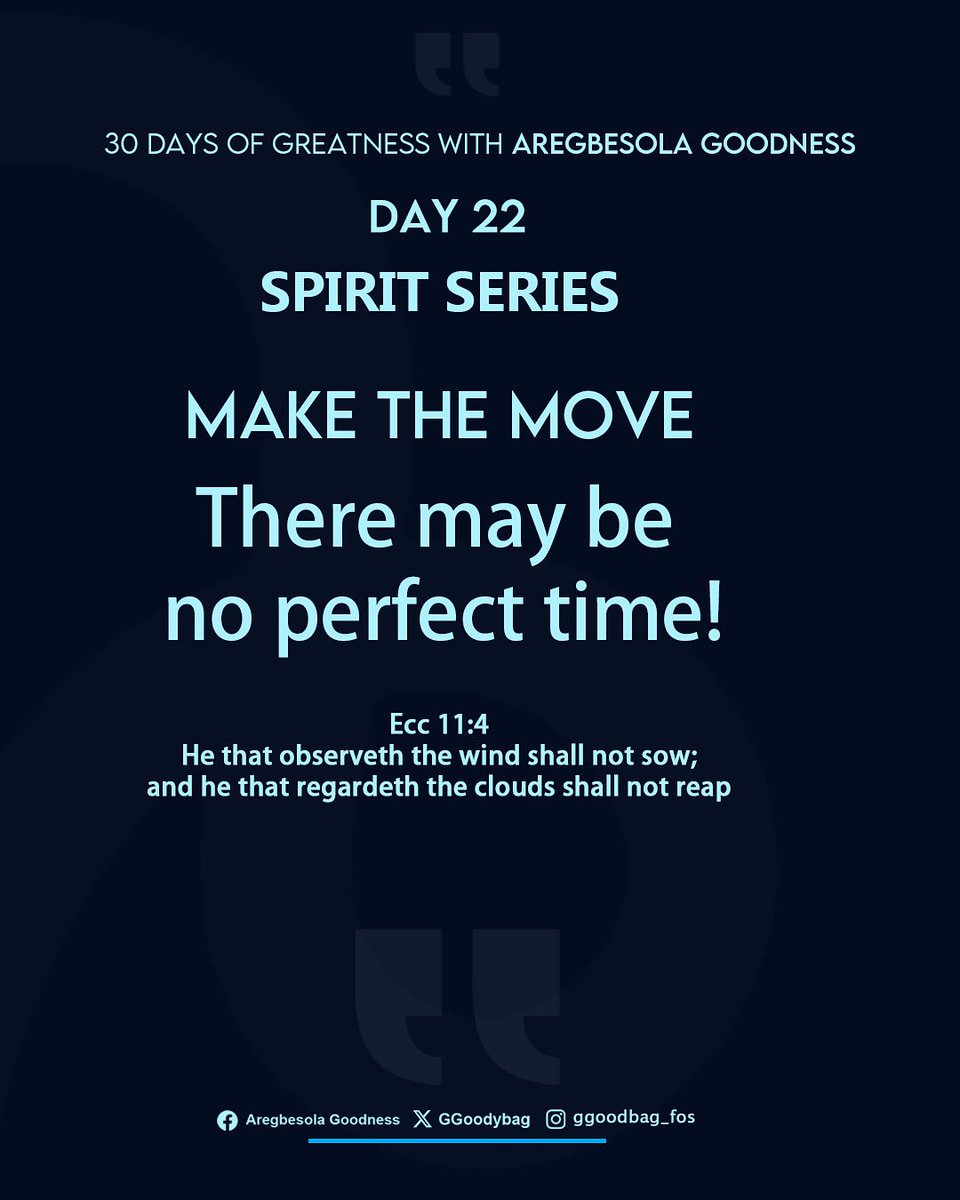 GGoodybag's tweet photo. Tonight’s message is straight to the point, Launch out! 

There may be no perfect timing!

“He that observeth the wind shall not sow; and he that regardeth the clouds shall not reap.”
Ecclesiastes 11:4 https://t.co/lUTmBTbeT4