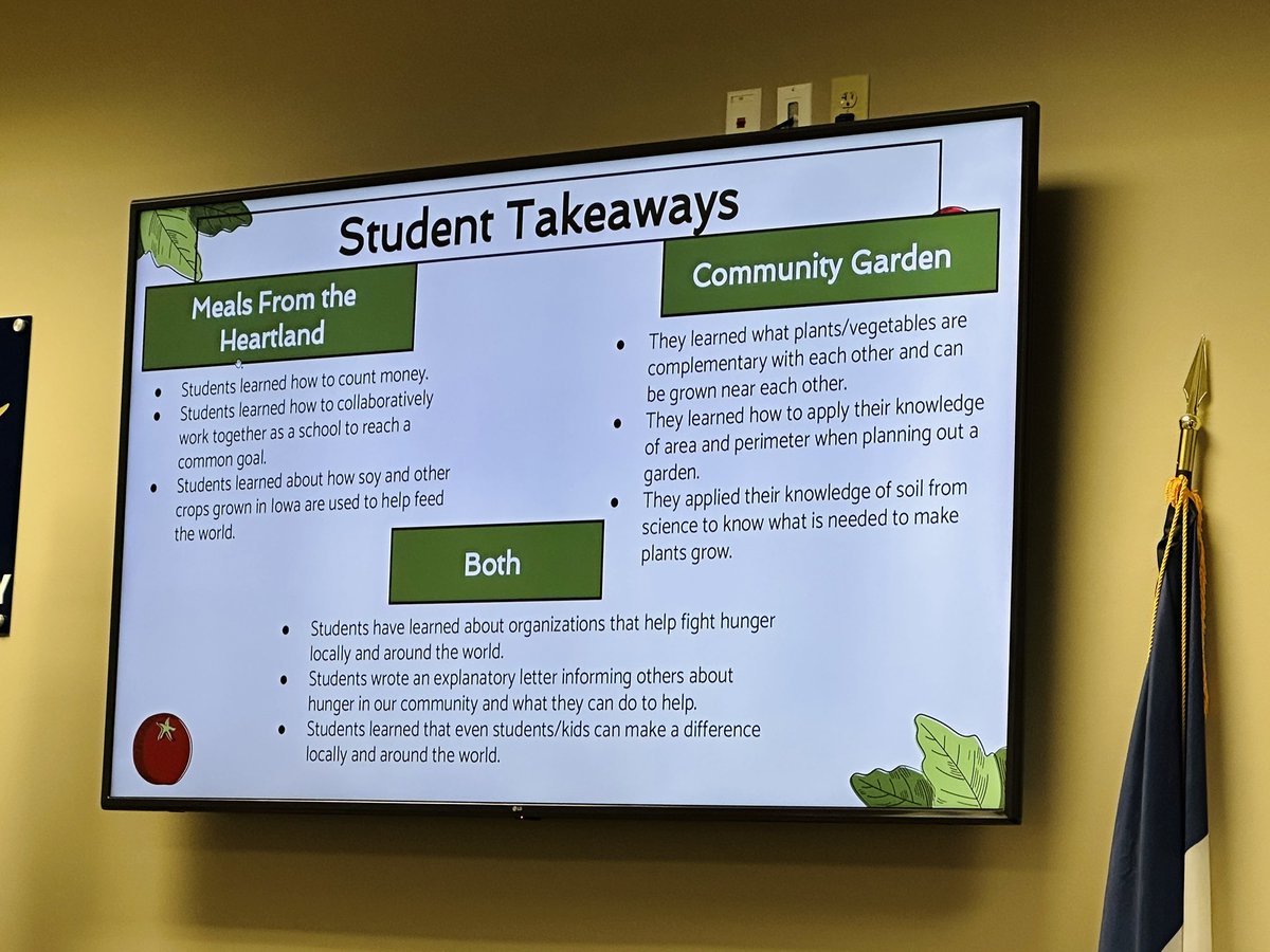 During tonight's Board meeting, Karen Acres students shared how they’re positively impacting hunger. From raising money, to volunteering at Meals from the Heartland, to starting a School/Community Garden, KA students are changing the world! #KApride